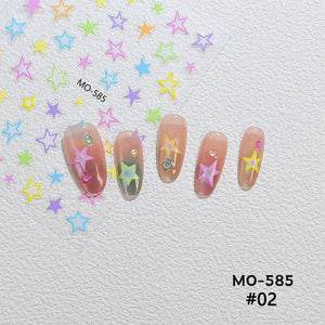 Colorful Star Bowknot 3D Nail Stickers MO Series Clearance No Brand