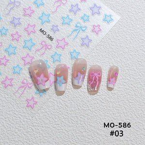 Colorful Star Bowknot 3D Nail Stickers MO Series Clearance No Brand