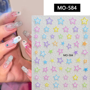 Colorful Star Bowknot 3D Nail Stickers MO Series Clearance No Brand MO-584
