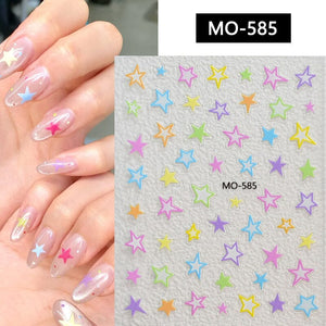 Colorful Star Bowknot 3D Nail Stickers MO Series Clearance No Brand MO-585