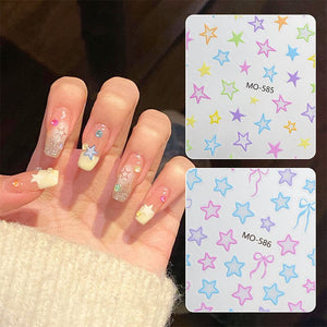 Colorful Star Bowknot 3D Nail Stickers MO Series Clearance No Brand