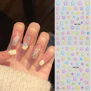 Colorful Star Bowknot 3D Nail Stickers MO Series Clearance No Brand