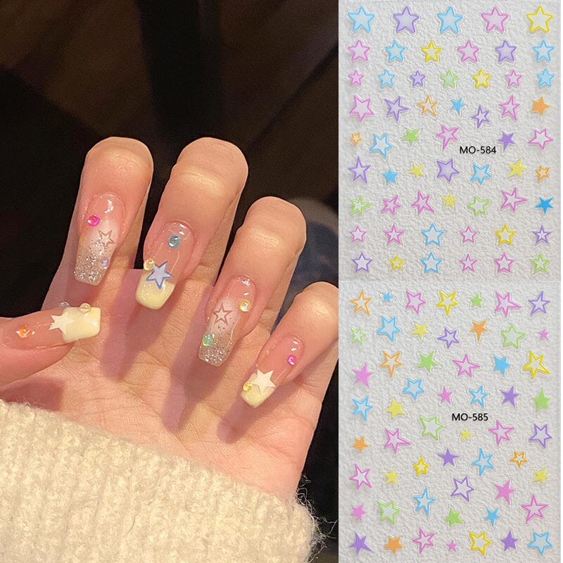 Colorful Star Bowknot 3D Nail Stickers MO Series Clearance No Brand