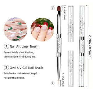 UV Gel & Liner Dual Ended Nail Brush Tools & Accessories No Brand