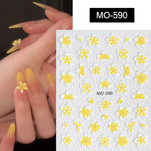 Embossed Flowers 3D Nail Stickers MO Series Clearance No Brand MO-590
