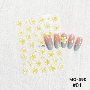 Embossed Flowers 3D Nail Stickers MO Series Clearance No Brand