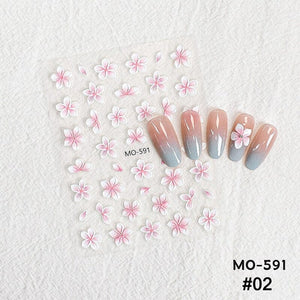 Embossed Flowers 3D Nail Stickers MO Series Clearance No Brand