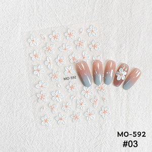 Embossed Flowers 3D Nail Stickers MO Series Clearance No Brand