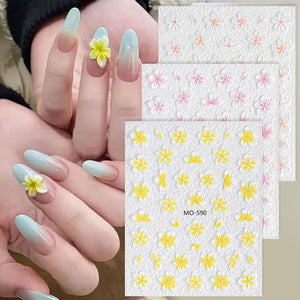 Embossed Flowers 3D Nail Stickers MO Series Clearance No Brand