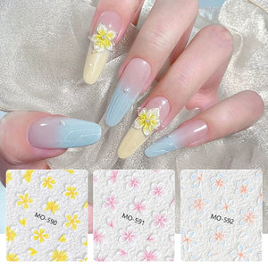 Embossed Flowers 3D Nail Stickers MO Series Clearance No Brand