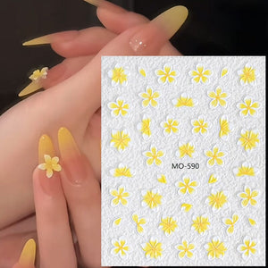 Embossed Flowers 3D Nail Stickers MO Series Clearance No Brand