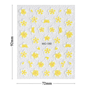 Embossed Flowers 3D Nail Stickers MO Series Clearance No Brand