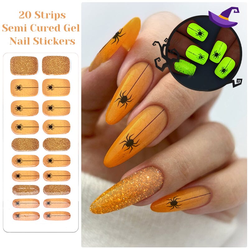 20 Tips Halloween Semi-Cured Gel Nail Strips NC240294 Nail Sticker Harunouta