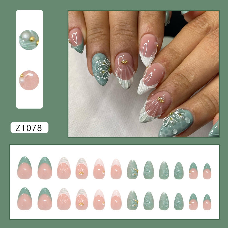 24pcs Z1078 Almond Press on Nails