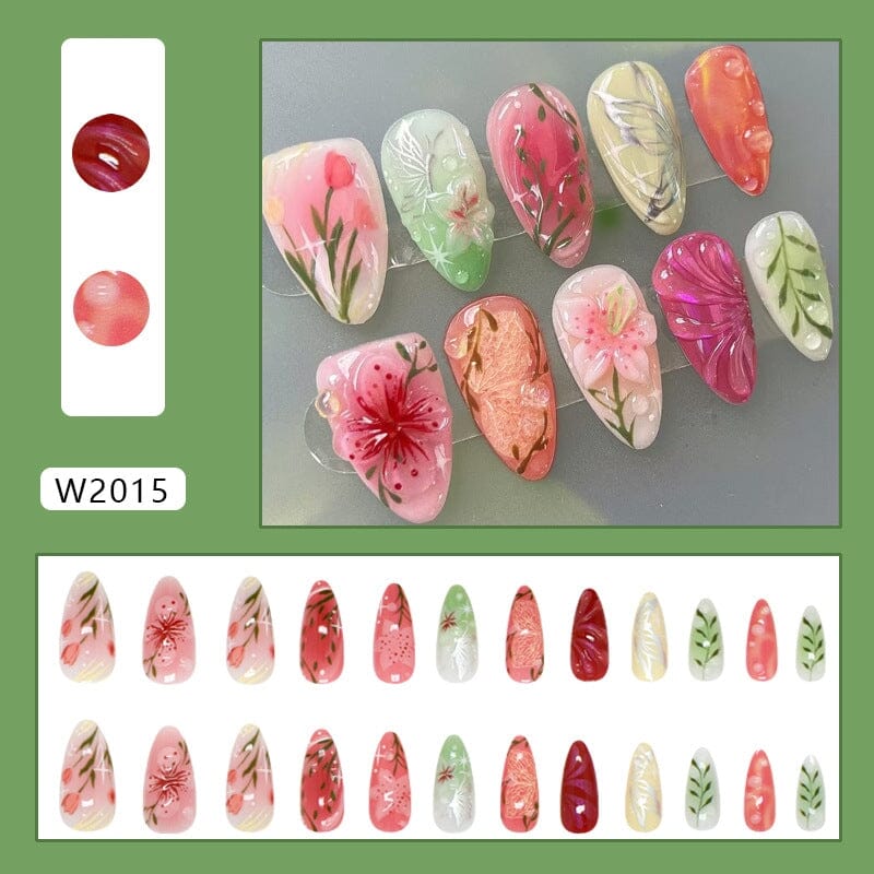 24pcs W2015 Almond Press on Nails Nail Tips No Brand