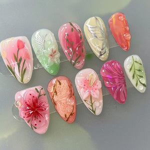 24pcs W2015 Almond Press on Nails Nail Tips No Brand