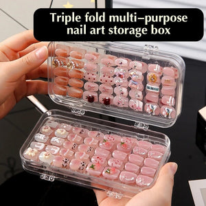 Transparent Triple Fold Large Nail Storage Box Clearance No Brand