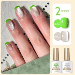 2 Bottles Gel Set French Cat Magnetic Gel 10ml Gel Nail Polish BORN PRETTY Set 03