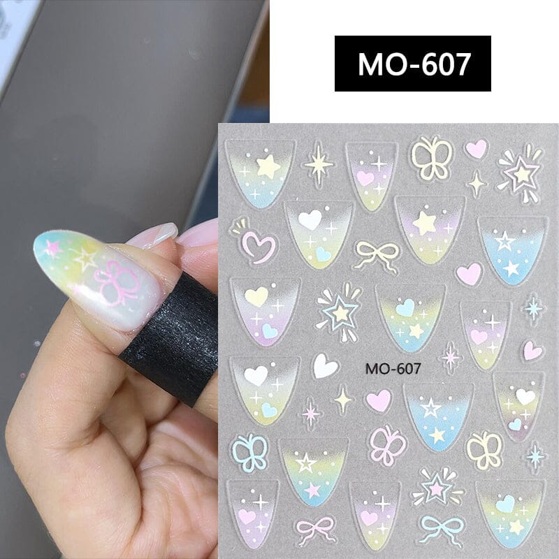 Star Heart 3D Nail Sticker MO-607 Nail Art No Brand