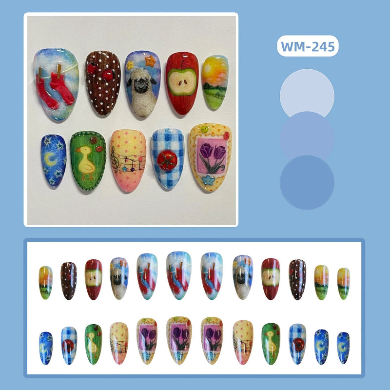 24pcs WM-245 Almond Press on Nails