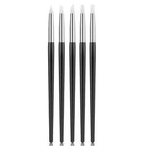5pcs Silicone Nail Brush Black Handle Tools & Accessories No Brand