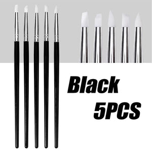 5pcs Silicone Nail Brush Black Handle Tools & Accessories No Brand