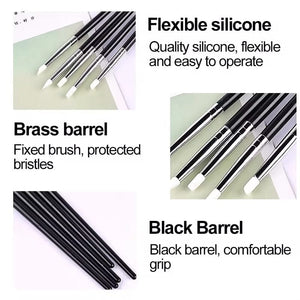 5pcs Silicone Nail Brush Black Handle Tools & Accessories No Brand