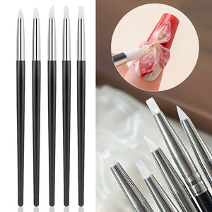 5pcs Silicone Nail Brush Black Handle Tools & Accessories No Brand