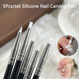 5pcs Silicone Nail Brush Black Handle Tools & Accessories No Brand