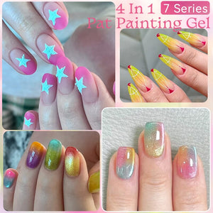 9 Colors 4 in 1 Pat Painting Gel Amber Sheen Gel Nail Polish UR SUGAR
