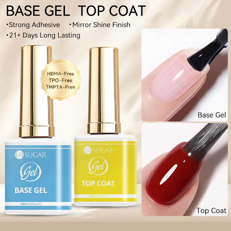 2 Bottles Base Top Coat Set 15ml HEMA/TPO/TMPTA FREE