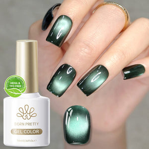 TPO & HEMA Free Glass Bead Cat Magnetic Gel MY128 Only Green 10ml Gel Nail Polish BORN PRETTY