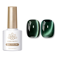 Glass Cat Magnetic Gel MY128 Only Green 10ml Gel Nail Polish BORN PRETTY