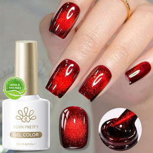 TPO & HEMA Free Glass Bead Cat Magnetic Gel MY154 Red Spider Lily 10ml Gel Nail Polish BORN PRETTY