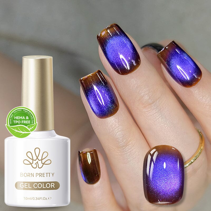 TPO & HEMA Free Glass Bead Cat Magnetic Gel MY124 Grape Iced 10ml Gel Nail Polish BORN PRETTY