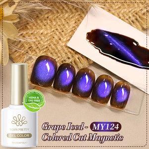 TPO & HEMA Free Glass Bead Cat Magnetic Gel MY124 Grape Iced 10ml Gel Nail Polish BORN PRETTY