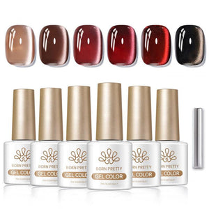 6 Colors Glass Cat Magnetic Gel M17 Ebony Rose 7ml Gel Nail Polish BORN PRETTY