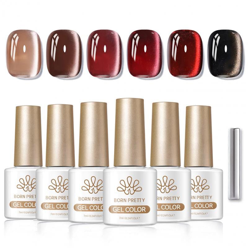 6 Colors Glass Cat Magnetic Gel M17 Ebony Rose 7ml Gel Nail Polish BORN PRETTY