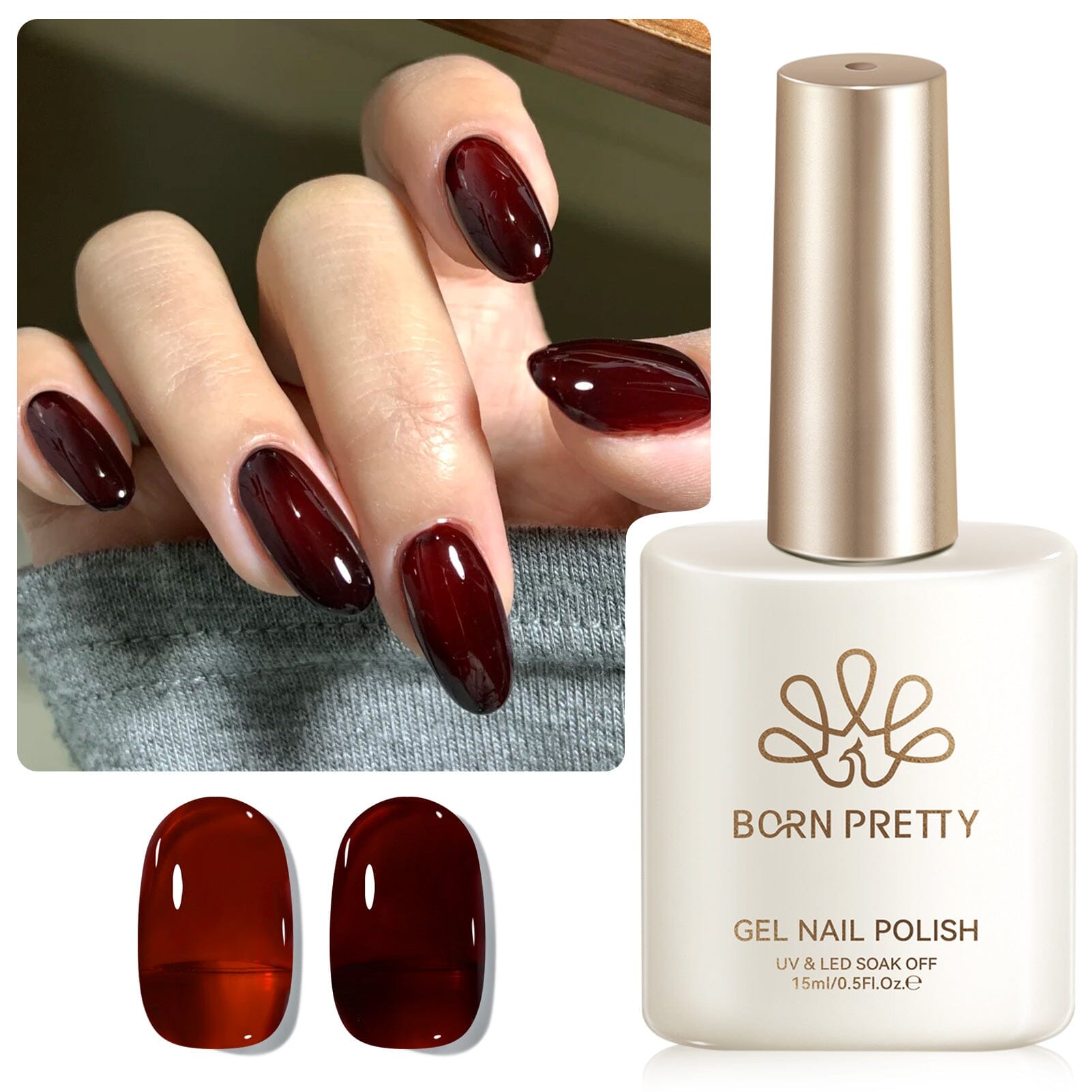 Jelly Gel Polish TS24 Scarlet Heat 15ml HEMA/TPO FREE Gel Nail Polish BORN PRETTY