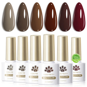 6 Colors HEMA/TPO FREE Gel Polish Set S22 Cinnamon Coco 7ml Gel Nail Polish BORN PRETTY
