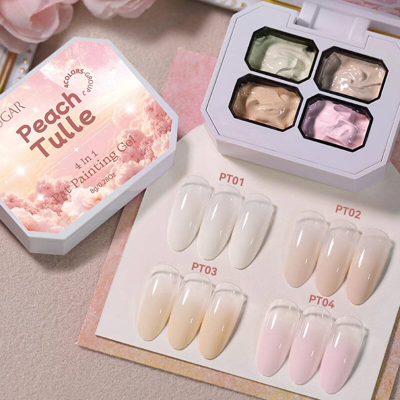 4 Colors 4 in 1 Pat Painting Gel Peach Tulle Gel Nail Polish UR SUGAR