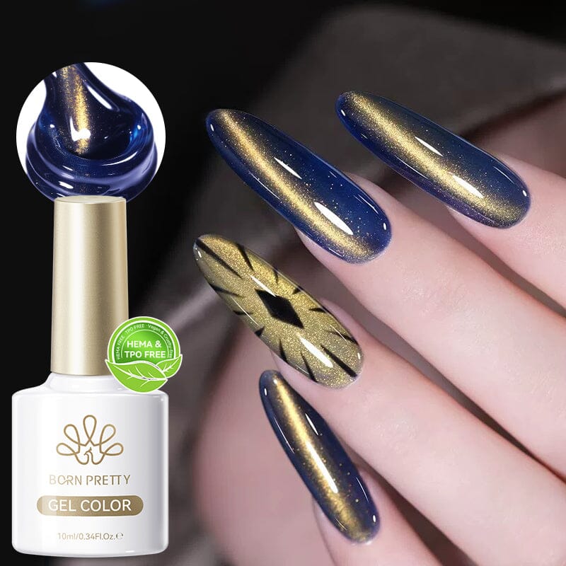 HEMA/TPO FREE Golden Shimmer Cat Magnetic Gel MY231 Sunset Gaze 10ml Gel Nail Polish BORN PRETTY