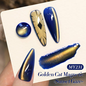 HEMA/TPO FREE Golden Shimmer Cat Magnetic Gel MY231 Sunset Gaze 15ml Gel Nail Polish BORN PRETTY