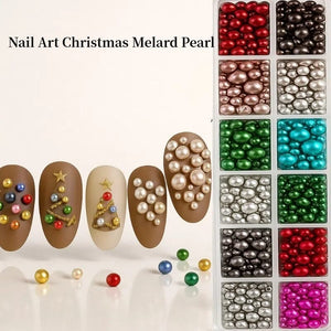 12 Grids Mixed Sizes Round Resin Nail Decoration Nail Art No Brand