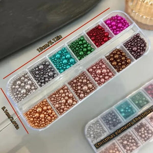 12 Grids Mixed Sizes Round Resin Nail Decoration Nail Art No Brand