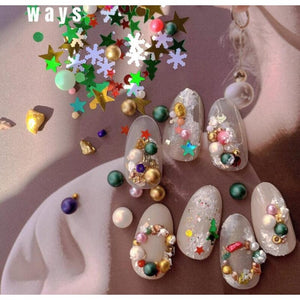 12 Grids Mixed Sizes Round Resin Nail Decoration Nail Art No Brand