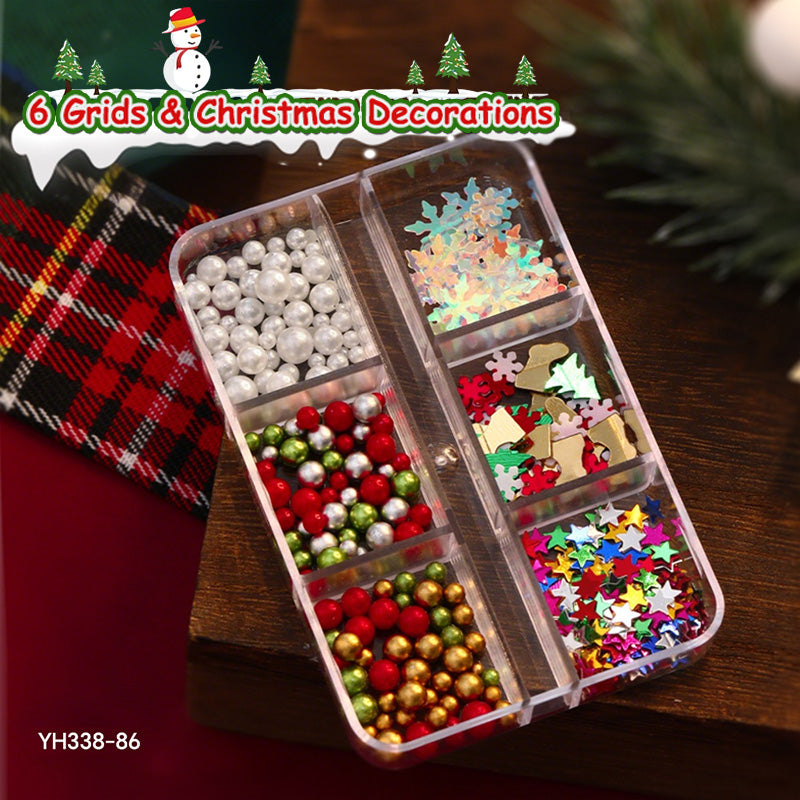 6 Grids Christmas Nail Decorations YH338-86