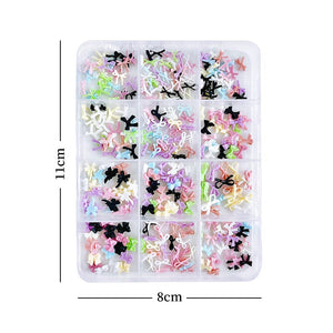 12 Grids Bowknot Nail Decorations Clearance No Brand