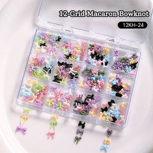 12 Grids Bowknot Nail Decorations Clearance No Brand