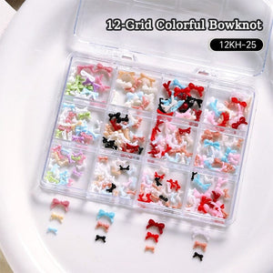 12 Grids Bowknot Nail Decorations Clearance No Brand